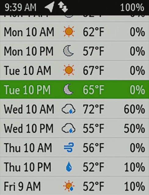 in reach explorer weather forecast