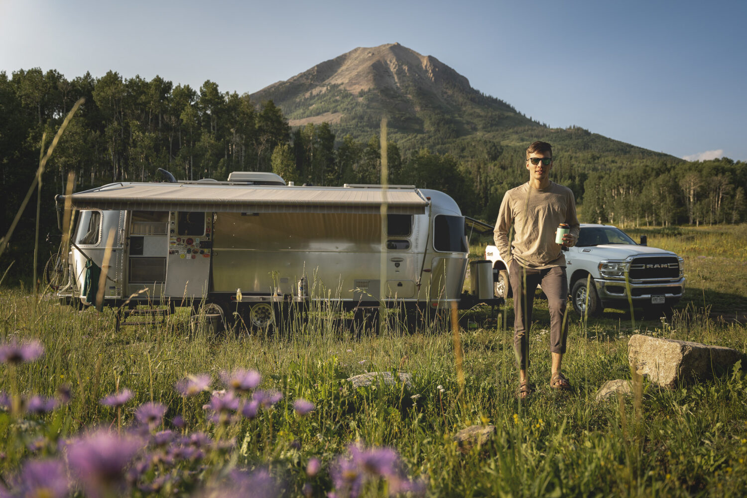 airstream and mountains