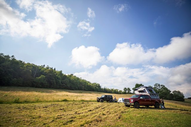 Camping in field