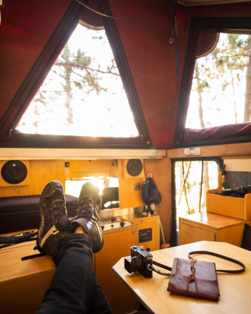 A Toyota Troopy overland interior