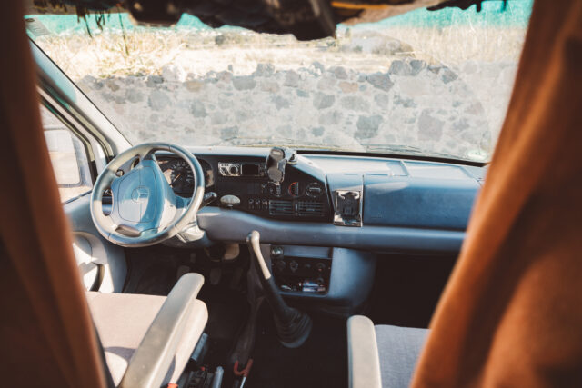 A Mercedes Sprinter T1N 4x4 cab interior