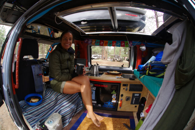 A Mitsubishi Delica interior