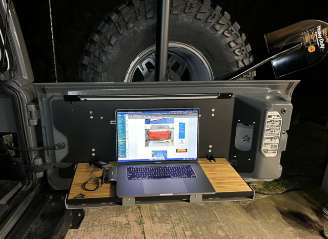 A Jeep Wrangler rear table