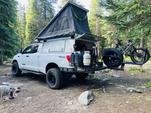 A full size Toyota overland camper