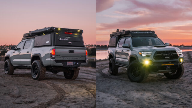 Ένα Toyota Tacoma που κάνει υπέργεια προσγείωση