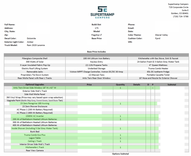 Supertramp build sheet