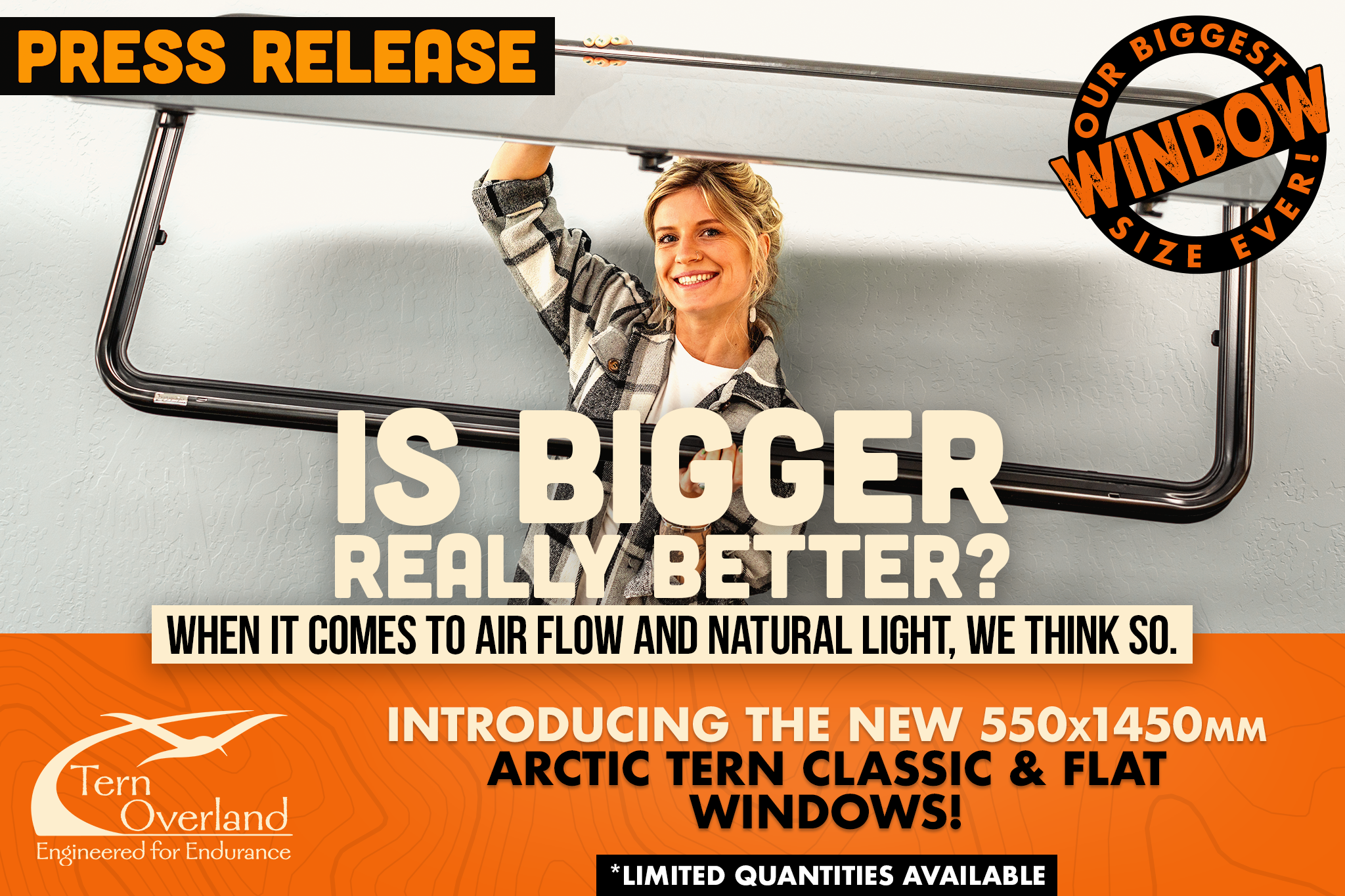 Tern Overland Launches New 550 x 1,450 Arctic Tern Dual Pane Acrylic Window