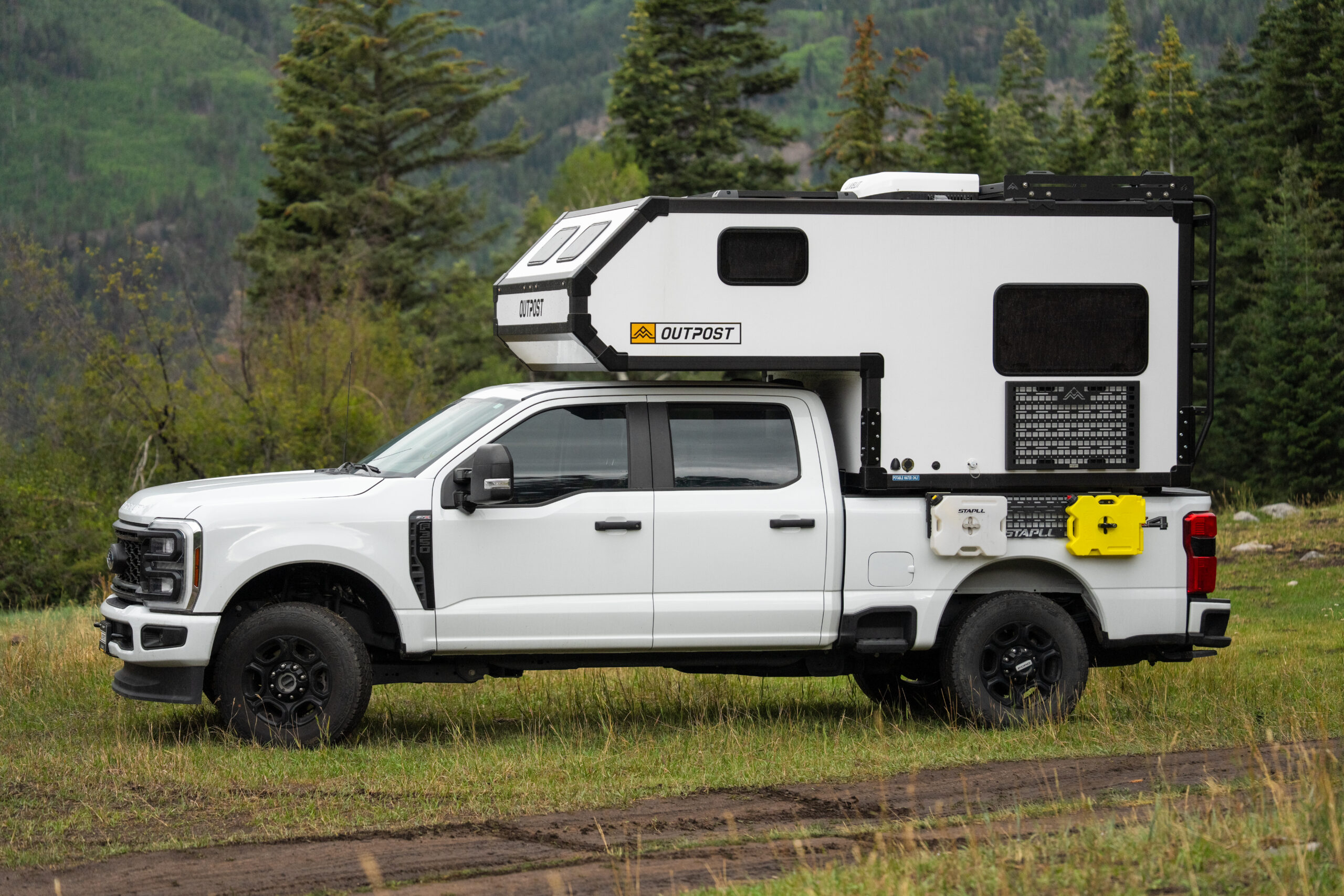 white truck and camper