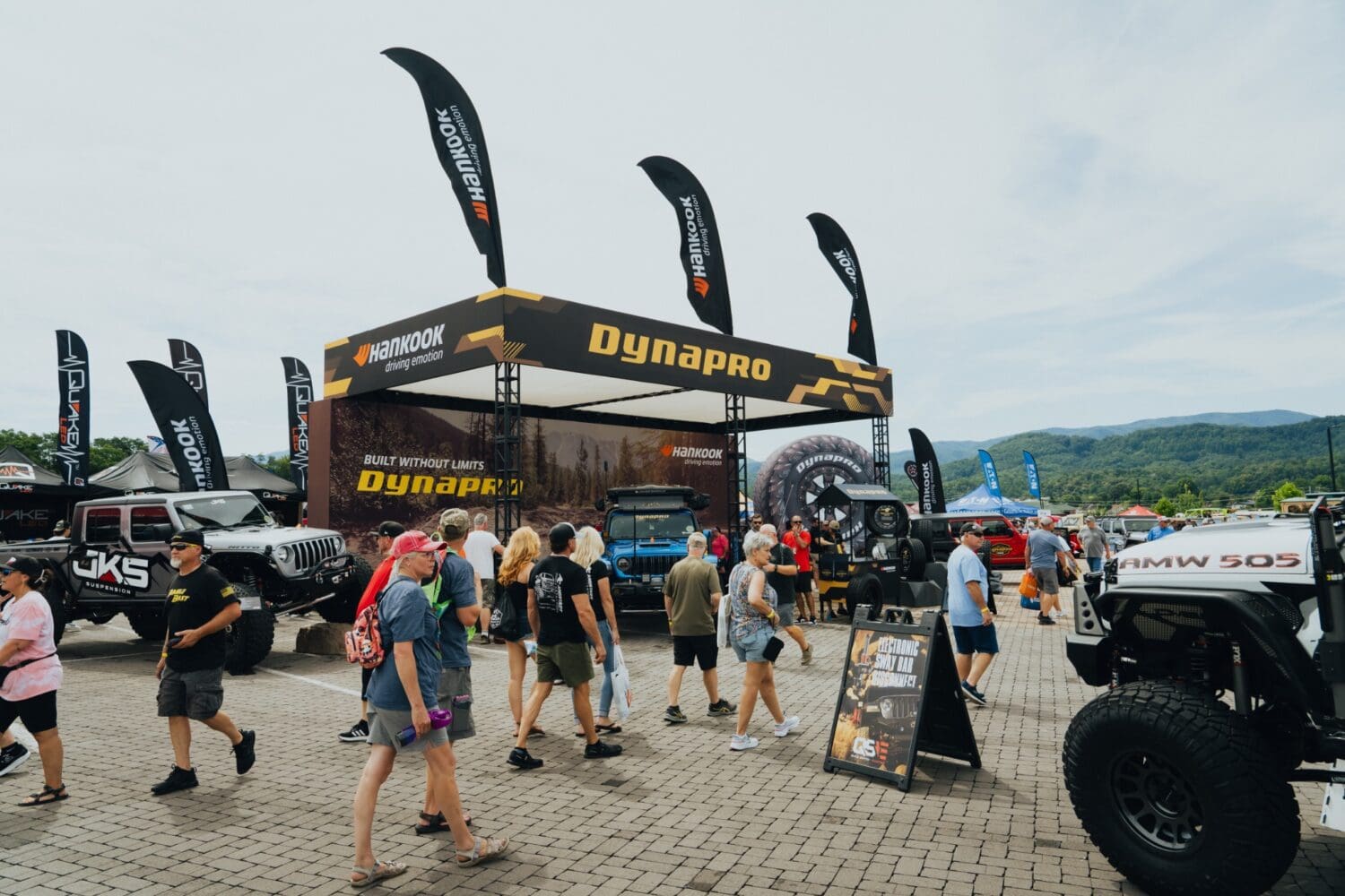 Hankook Dynapro booth and display Jeeps at Smoky Mountain Jeep Invasion